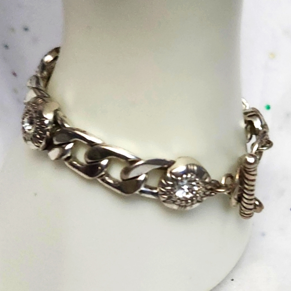 Brighton Silver Plated Cz Cubic Zirconia Link Bracelet